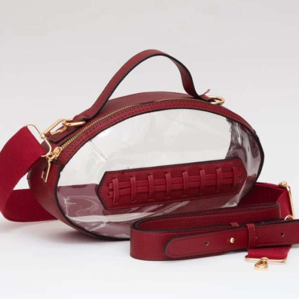 Burgundy Clear Stadium Approved Bag Game Day Crossbody Purse for Football Events